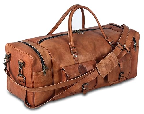 Large 32 inch duffel bags for men holdall leather travel bag