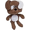 goDog Checkers Dog Squeaky Plush Dog Toy, Chew Guard Technology - Brown, Large