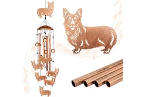 GDNSFIT Corgi Wind Chimes for Outside, Metal Windchimes Outdoors, Corgi Gifts for Women/Men, Memorial/Birthday Gifts, Garden Decor for Outside, Patio or Yard, Durable Chimes for Outdoors