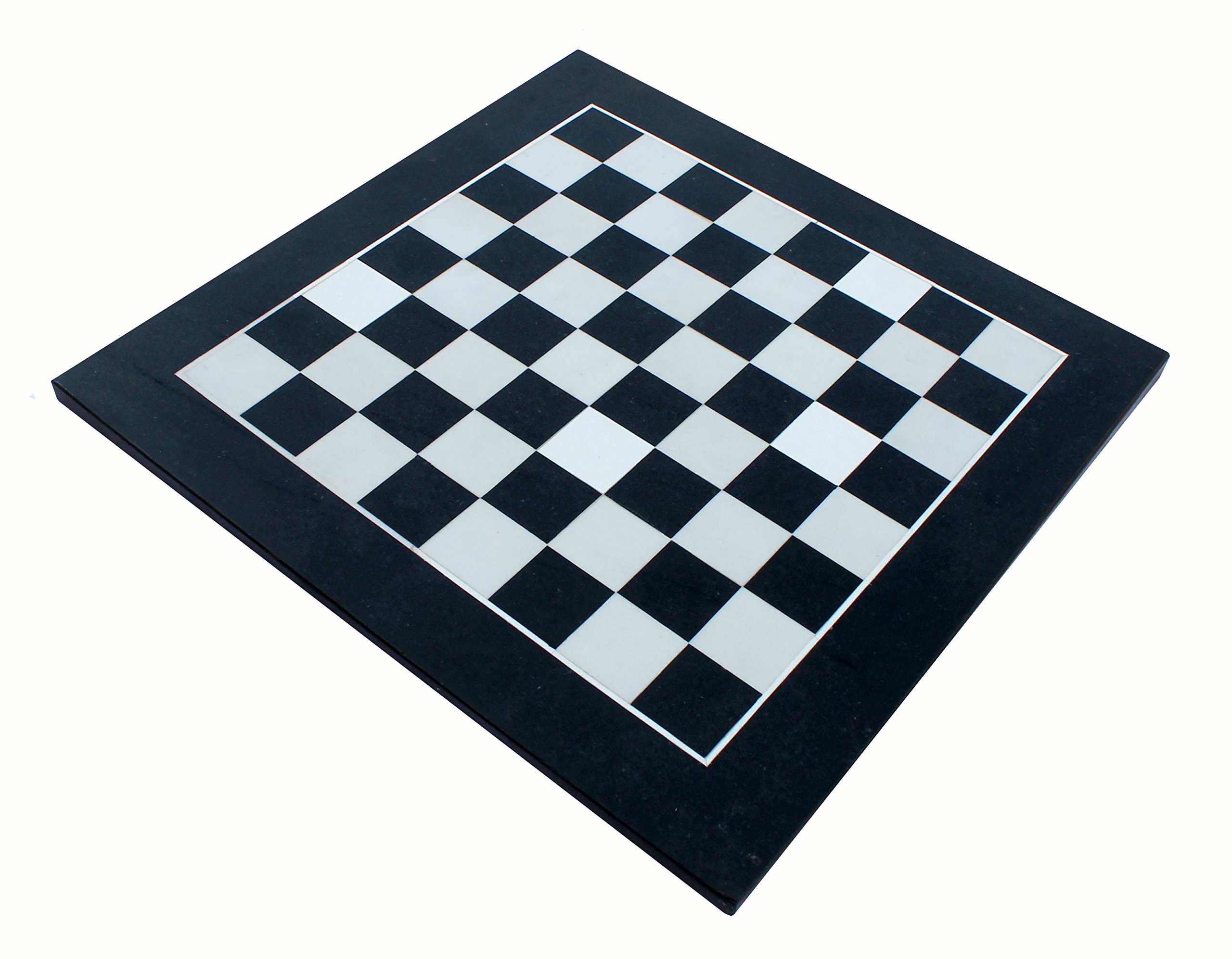 StonKraft Collectible Black Natural Granite Stone & White Marble Chess Board Without Pieces - Decorative Stone Chess - Home Décor - 12" Inches