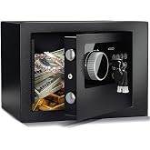 Digital Electronic Money Safe, Steel Security Lock Box with Keypad, Office Hotel Business Jewelry Gun Cash Safe, 0.23 Cubic Feet, 9.06" W x 6.69" D x 6.69" H（black）