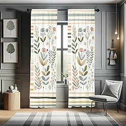 Ambesonne Leafy Art Curtains, Modern Scandi Leaves