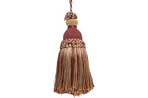 DÉCOPRO Decorative 5 inch Key Tassel Burgundy Red Gold Imperial II Collection Style# IKTJ Color: Burgundy Gold - 1253