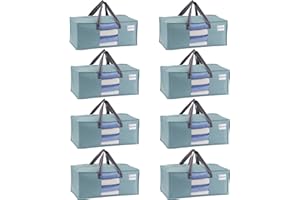 VENO 8 Pack Moving Bags for College, Heavy-Duty Storage Totes, Moving Boxes and Wardrobe Packing Supplies Alternative - Extra Large Durable Laundry Bags for Clothes (Light Blue Matte, 8 Pack)