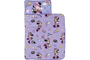 NOJO Disney Minnie Mouse I am Awesome Lavender and Pink Daisy Duck, Rainbow Hearts and Stars Toddler Nap Mat