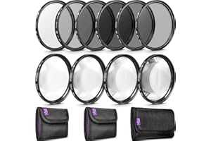 GOJA 58MM Complete Lens Filter Accessory Kit (UV, CPL, ND4, ND2, ND4, ND8 and Macro Lens Set) for Canon EOS 70D 77D 80D 90D Rebel T8i T7 T7i T6i T6s T6 SL2 SL3 DSLR Cameras