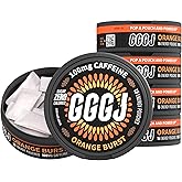 GGGJ Plant-Based Nootropic Pouches | Energy Pouches with 100mg Caffeine from Natural Tea, Rhodiola Rosea, Alpha GPC, Ashwagandha, L-Theaine - 5 cans of 15 Pouches (Orange Burst)