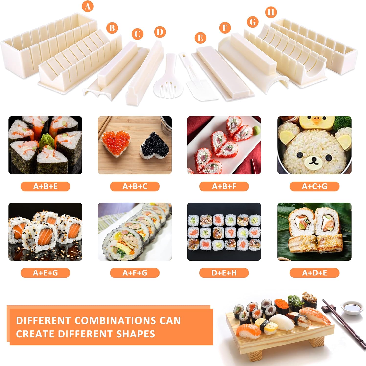 10 Pieces Plastic Sushi Maker Tool Homenote Diy Sushi Making Kit Offering Different Ways For Beginners To Make Sushi Including 9 Pieces Bamboo Sushi Mat Two Sets Of Sushi Kit Sushi Plates