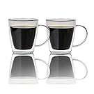 Double Walled Glass Coffee Mugs 500ml, Set of 2, Insulated Glass Cups for Morning Hot Coffee, Tea or Cold Drinks