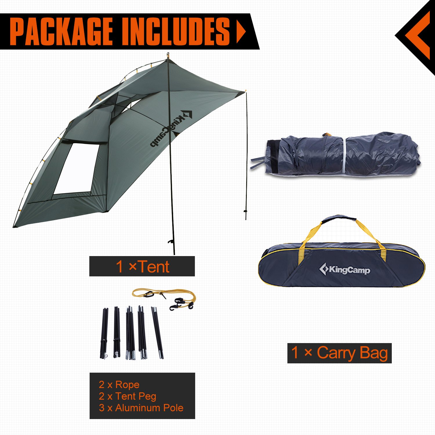 KingCamp Awning Sun Shelter Auto Canopy Camper Trailer Tent Roof Top