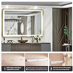 Hasipu 40×30 Inch LED Bathroom Mirror with