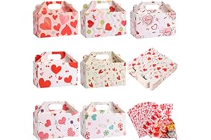 MIBOR Valentine’s Treat Boxes Gift Bags - 28 Pack Valentines Candy Bags Goodie Bags for Party Supplies, Valentines Day Party Favors for Kids, 7 Patterns Valentines Bags for Wrapped Gifts Party Decorations