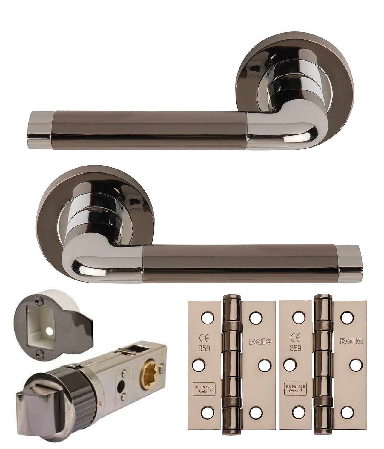 ARGO Internal Lever on Rose Door Handle Set Chrome /Black Nickel Dual