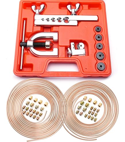 25 Ft 3/16 1/4 Zinc-Coated Brake Line Tubing Kit With 30 Fitting And 4 Unions