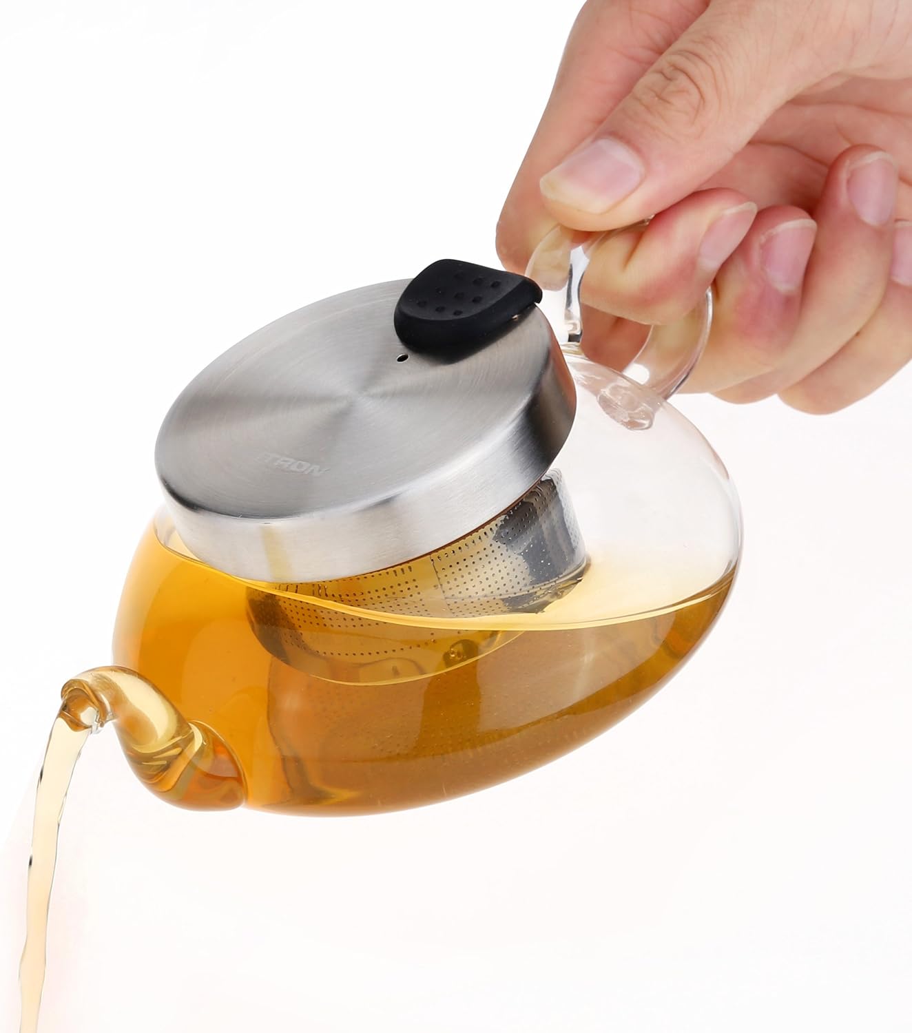 Small Glass Teapot with Removable Stainless Steel Infuser Filter & Lid