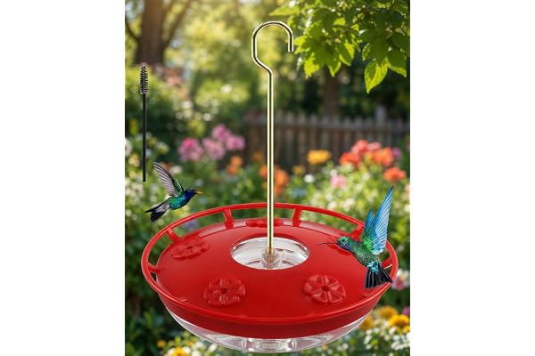FEED GARDEN Hummingbird Feeders for Outdoors,16oz Leak-Proof Dish-Style Nectar Feeder Built-in Ant Moat, 5 Feeding Ports, Wide Mouth Easy Clean, BPA-Free Plastic Gifts for Women Mom