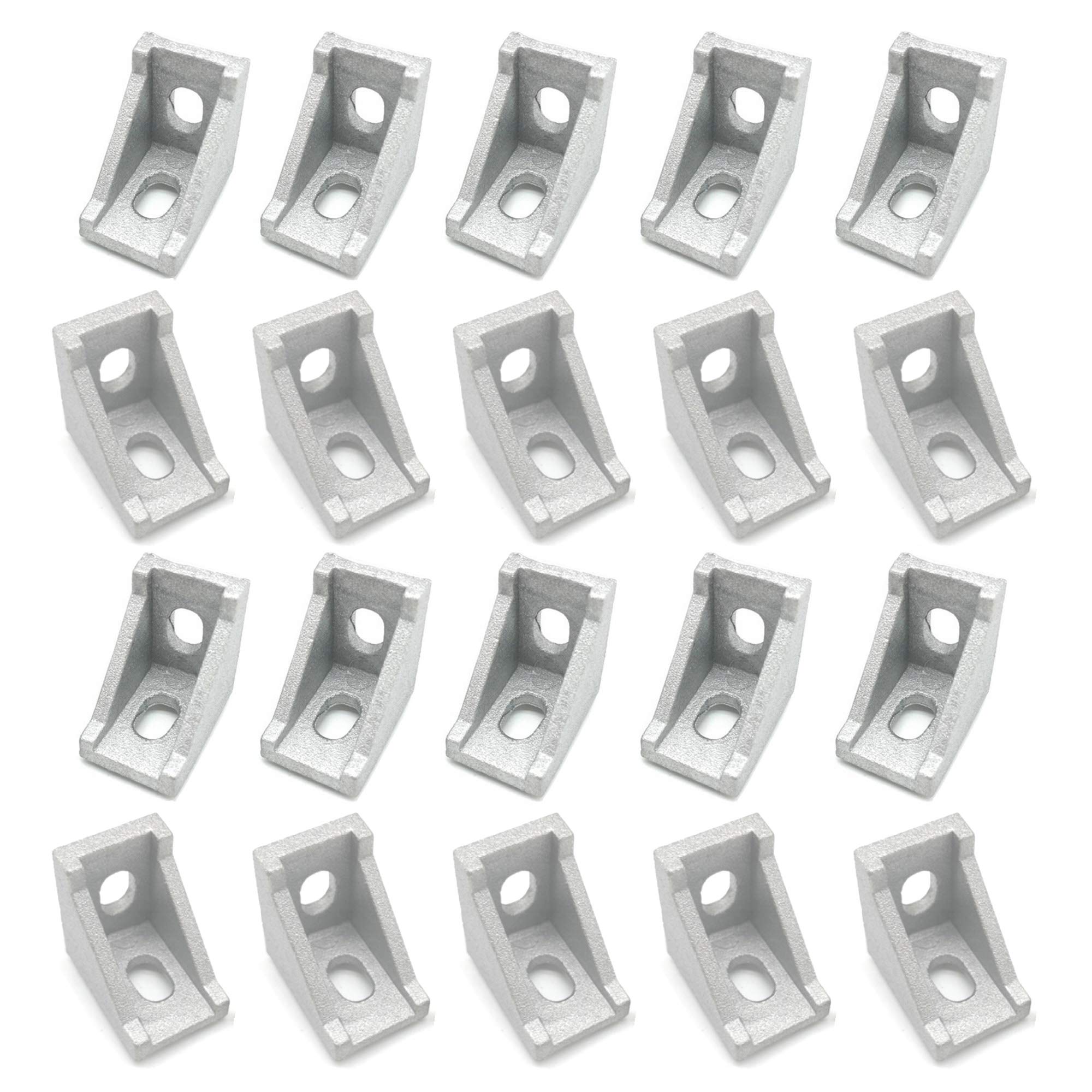 Zeberoxyz 20PCS 2028 Corner Bracket Silver Right Angle 20Series 2 Hole Aluminum Brackets for Slot 6mm Aluminum Extrusion Profile Accessories (20pcs Silver) โ image 1