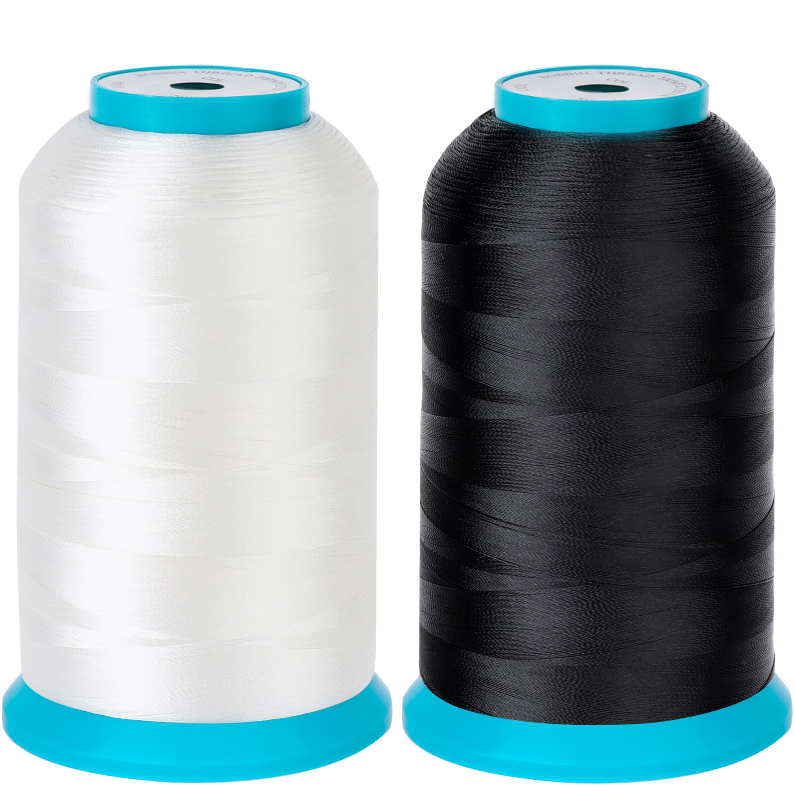 New brothread Set of 2 (Black+White) Huge Spool 5000M (5500Y) Bobbin Thread for Embroidery and Sewing Machines