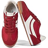 LUCKY STEP Women's Fashion Sneakers Thin Sole Lace up Tennis Shoes Lightweight Walking Running Gym Workout Classic Retro Footwear Anti Slip Trainers