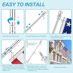 REERON 7 FT Flag Pole Kit for House, w/2-Position