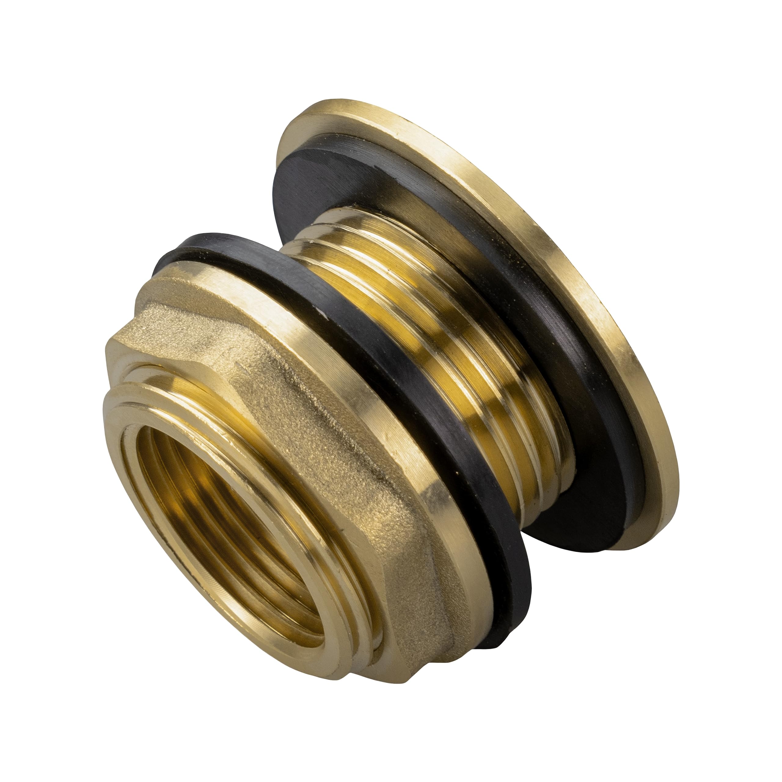 Solid Brass Water Tank Outlet Connector Collar, 3/4" BSP (26.4mm) External Thread, 1/2" BSP Internal Thread for Water Tanks & Butts, Premium Replacement Adapter, Bib Taps, Lever Taps, Hose Connectors