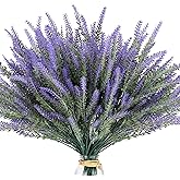 AWARDSEN 15 Bundles Artificial Lavender Outdoor Flowers Fake Plastic Purple Flower Outside UV Resistant for Home Kitchen Wedding Indoor Outdoor Decor