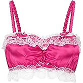 Satini Sissy Frilly Lace Fitted Silky Satin Lingerie Bralette