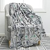 Jekeno Money Blanket 100 Dollar Bills Pattern Print Gifts for Dad Women Kids Girls Birthday Father's Day Home Bedroom Living Room Decor Soft Cozy Lightweight Plush Throw Blankets 50"x60"