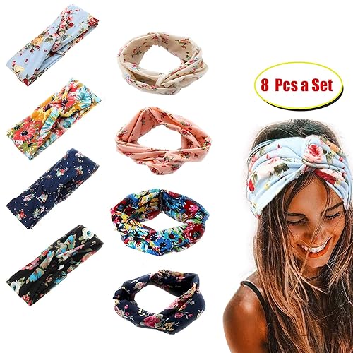 Milacolato 8 Stücke Stirnbänder Frauen Mädchen Breite Boho Verknotete Yoga Kopf Wickeln Haarband