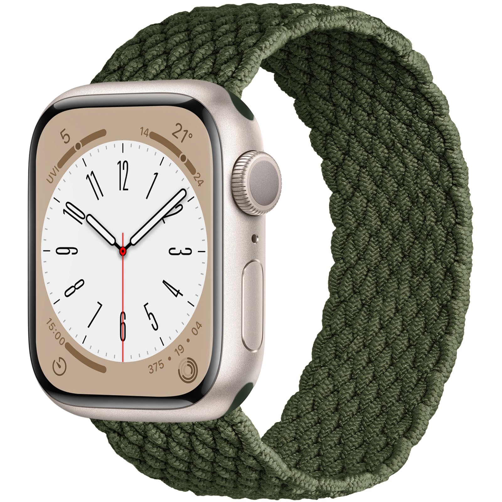 OMECKY Elastic Band Compatible With Apple Watch Band Series 11 10 46mm 9/8/7 45mm, 6/5/4 44mm for Women Men, Nylon Stretchy Braided Solo Loop Sport Strap for iWatch SE/Ultra 1/2/3, M Army Green