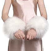Dikoaina Faux Fur Wrist Cuffs- Winter Furry Bands Fox Fur Wrist Warmer,Arm Warmer, Leg Warmer, One Pair