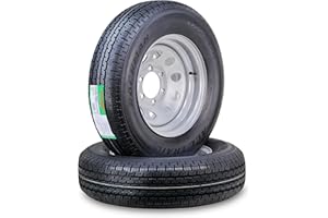 ROCKMAN Trailer Tire Wheel Assembly ST225/75R15 10-Ply E 117M 6 Lug on 5.5" PCD Silver Mod Rim,SET 2