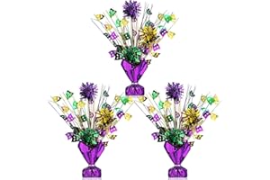 Capoda 3 Pcs Mardi Gras Table Centerpieces Metallic Plastic Carnival Decoration Centerpiece Glitter Foil Masquerade Party Table Decor for Carnival Festival Home Table Party Supplies Decor