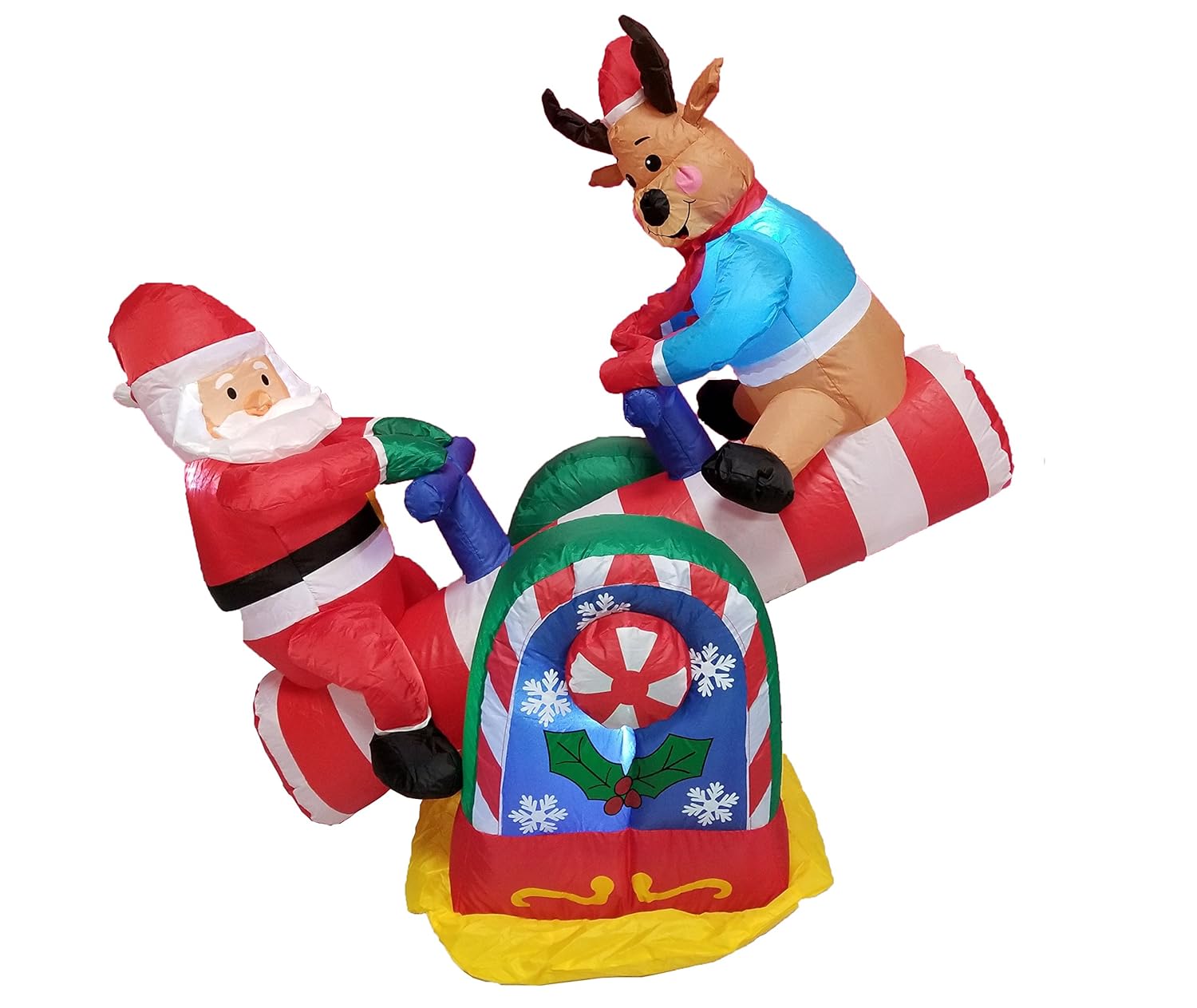 Bzb Goods 4 Foot Animated Christmas Inflatable Santa Claus And Reindeer On Teeter Totter Outdoor Yard Decoration Lights Decor Outdoor Indoor Holiday Decorations Blow Up Lighted Yard Lawn Decor Outdoor Holiday Decorations