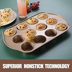 JOHO BAKING Nonstick Muffin Pan 12, Large Cupcake