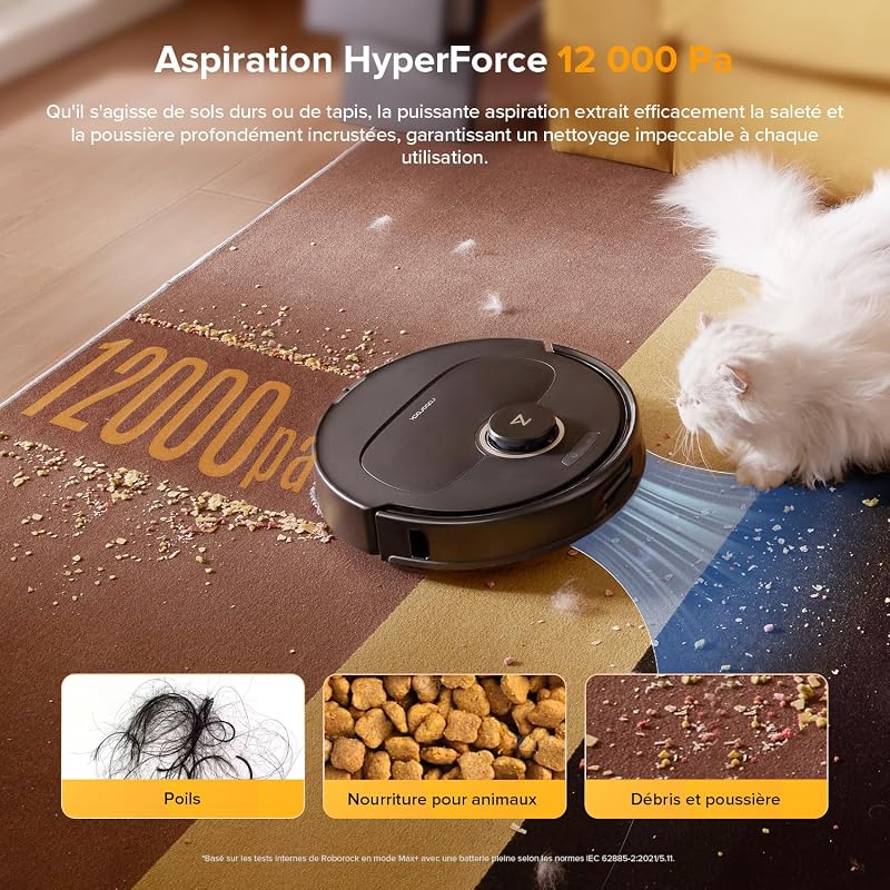 Qrevo S5V Aspirateur Robot Laveur avec Station, 12000Pa Aspiration