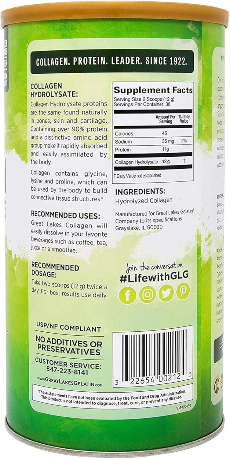 Great Lakes Gelatin, 2 Collagen Hydrolysate 16-Ounce Cans and Measuring Spoons Combo Pack: Health & Personal Care