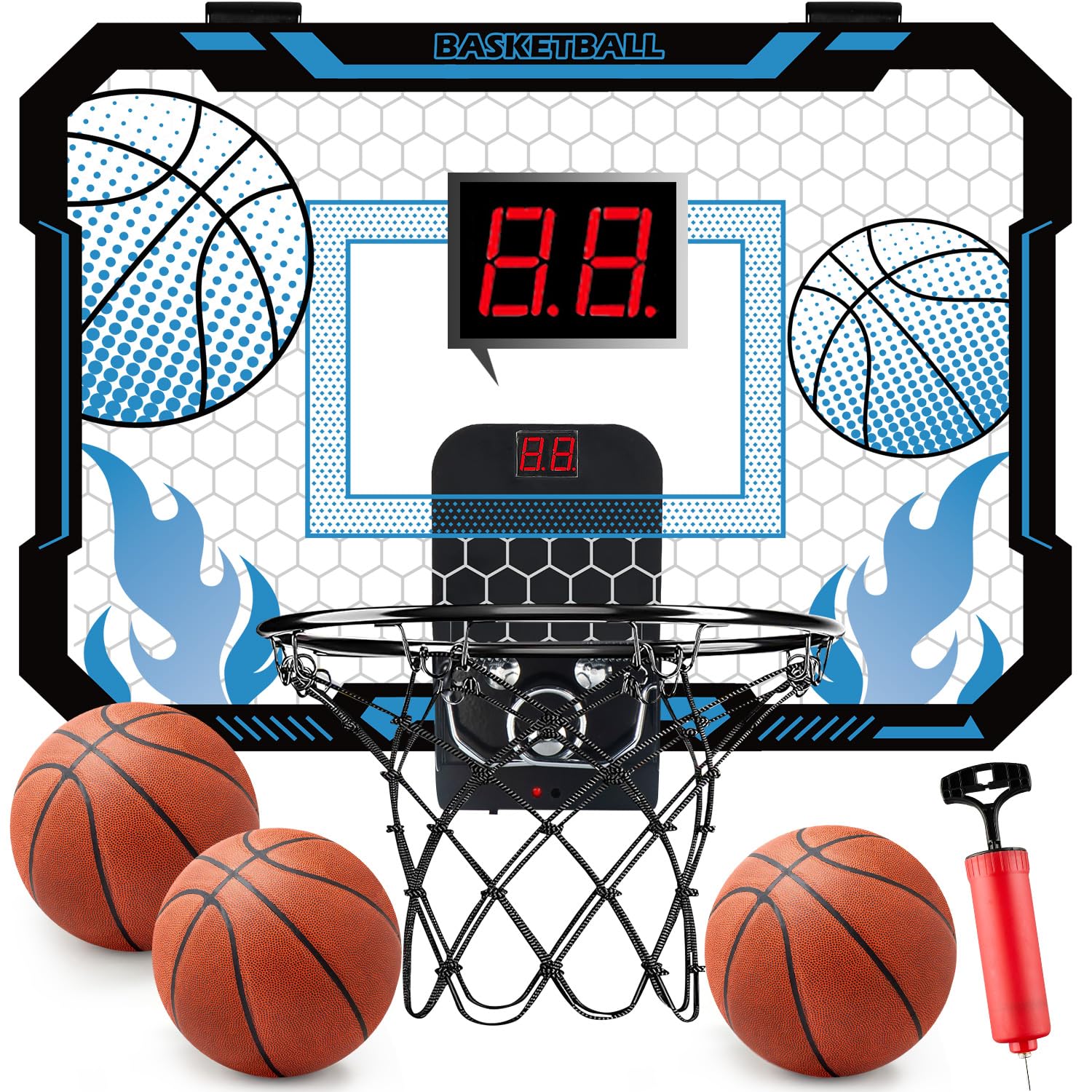 VROGTIK Indoor Basketball Hoop for Kids with Scoreboard, Over-the-Door Mount - Gifts for 4-12 Year Old Boys & Girls