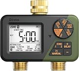 Diivoo 2 Zone Water Timer for Garden Hose Brass Inlet & Outlet IP67