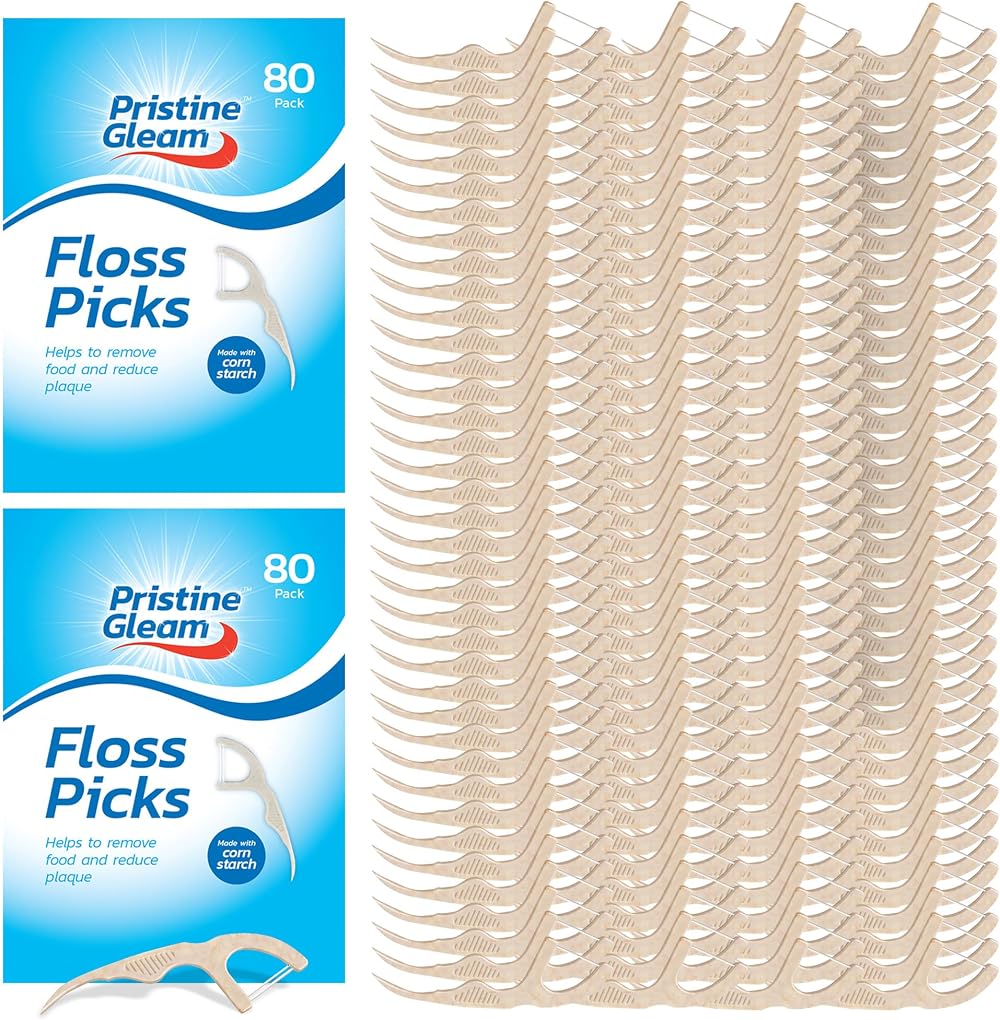 SOL 160pk Corn Starch Floss Picks Harps & Flossers for Daily Oral Hygiene