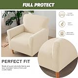 LiveGo Stretch Banquet Armchair Slipcover Beige Knit Chair Cover Non-Slip view 7
