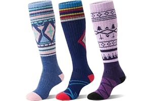 3 Pairs Merino Wool Ski Socks Thermal Warm Winter Thick Snowboarding Skiing Knee High Socks for Women Men