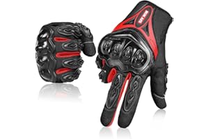 IRON JIA'S Motorcycle Gloves Full Finger Durable for Road Racing Bike Summer Spring Powersports Support Touch Screen red-M