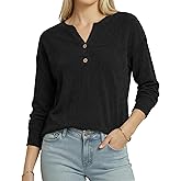 MANGOPOP Tunic Tops for Women Loose Fit Dressy - Ribbed Henley V-Neck, Soft Smart Casual Top Work Weekends