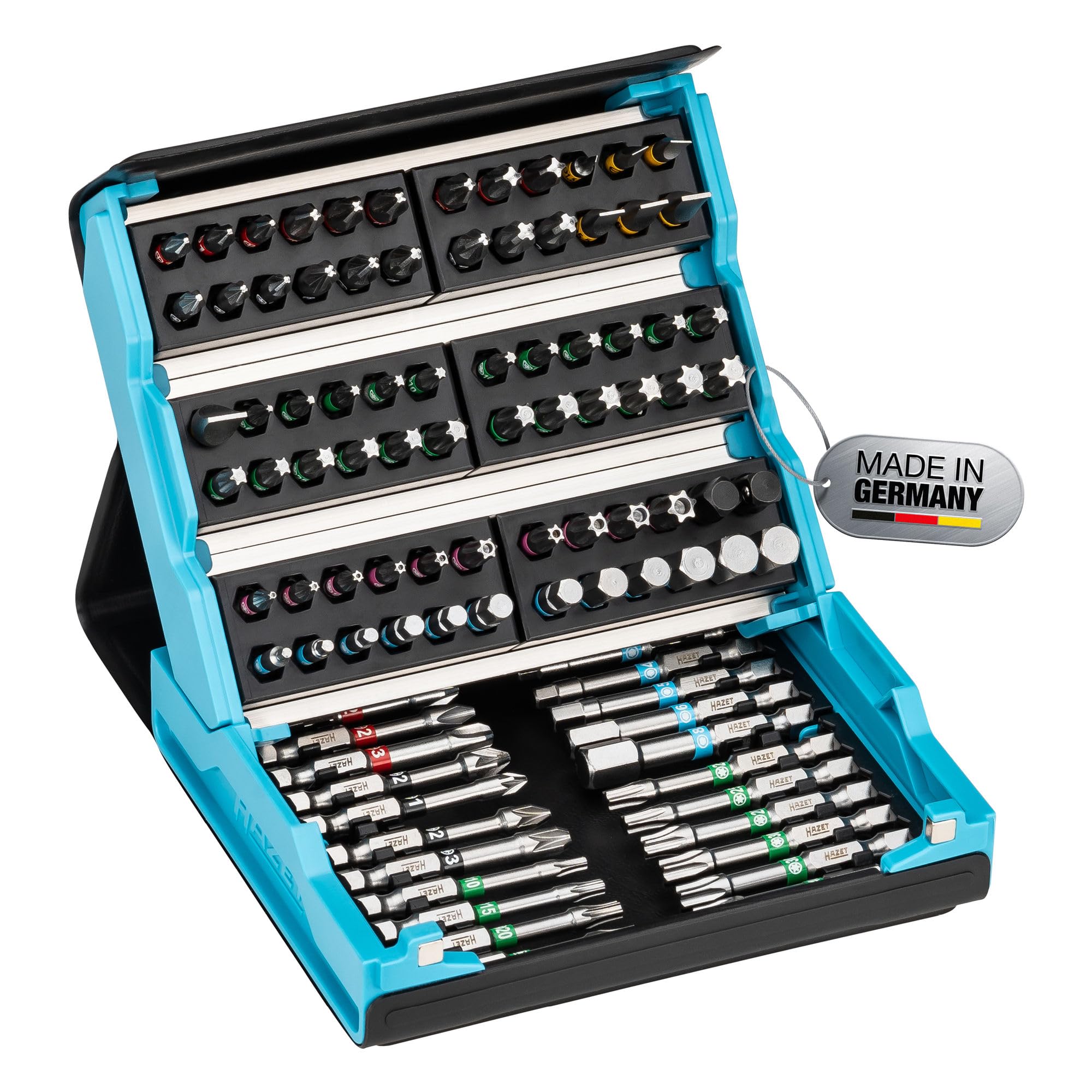 HAZET Smartcase set di bit 2200SC-3, 96 pezzi, attacco: esagono 6,3 (1/4 di pollice), massimo numero di utensili nel minimo spazio per una migliore visione d'insieme, set di utensili pieghevole