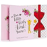 Ronica Baby Girl Gift Set with Baby Memory Book and Monthly Stickers, Modern Photo Journal, Keepsake Album for Girls, First 5