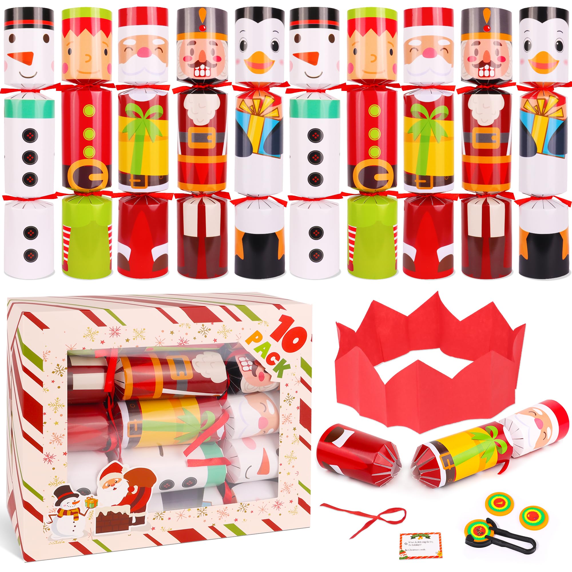 View 1 of 10 Pack Christmas Party Table Favors for Kids Adults, Xmas Party Favors Holiday Dinner Table Gifts with Hats Jokes Surprise Toys, Christmas Party Supplies Table Decorations for Family Office Classroom