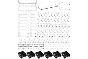 FRIMOONY Pegboard Hooks, with Bins, Peg Locks, for Organizing Various Tools, 188 PCS, 80 of Which are Locks