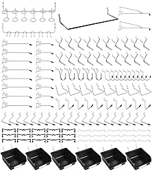 Pegboard Hooks, with Bins, Peg Locks, for