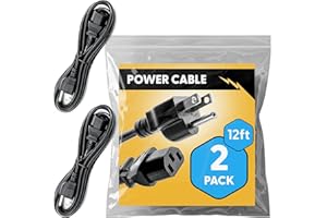 REBUILD SKILLS UL Approved 12ft Universal Power Cord (2 Pack) - IEC C13 to NEMA 5-15P Computer Monitor Cable for IT Departments, Data Centers & Bulk Purchasing - 18AWG 10A 125V